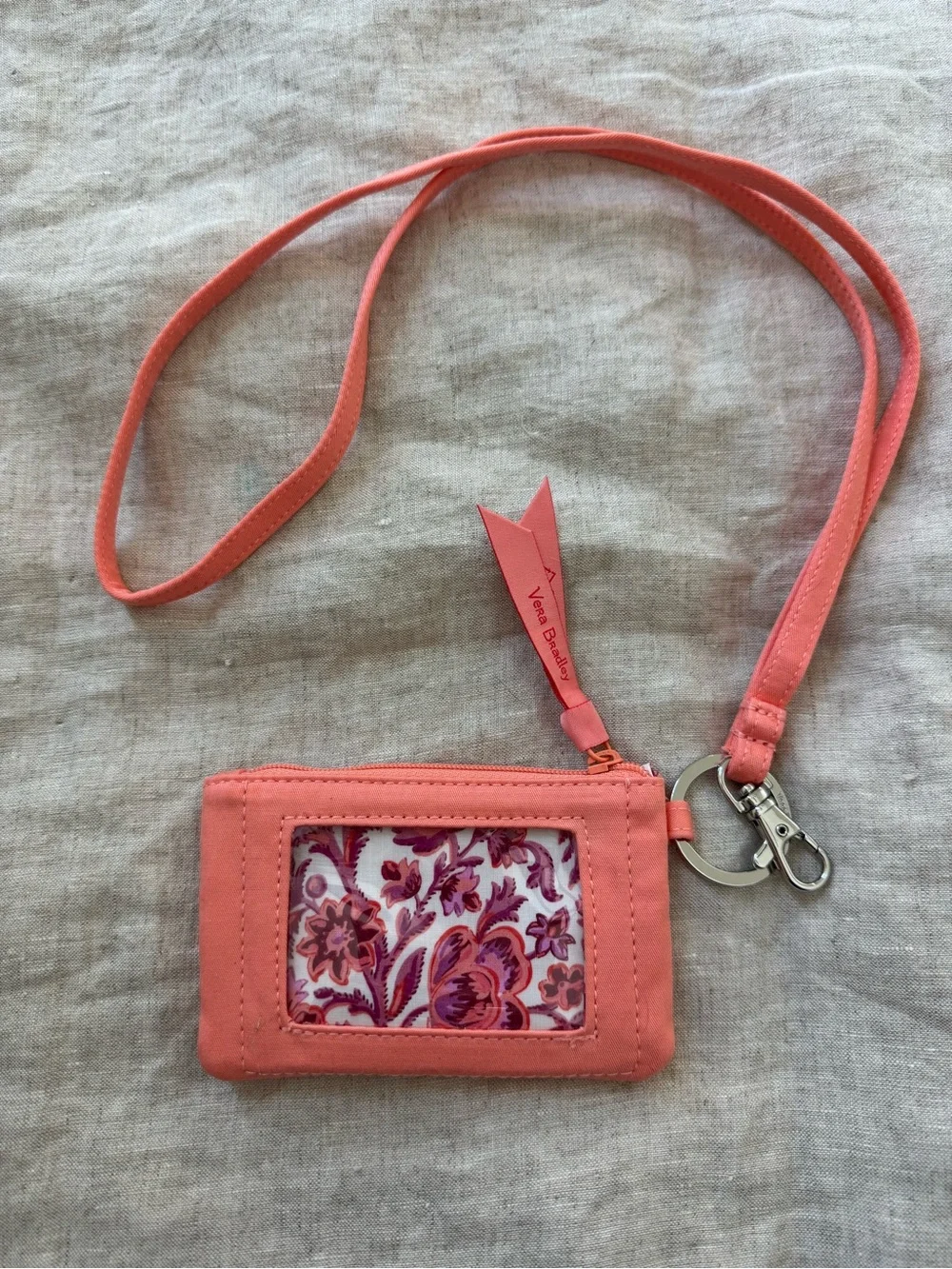 Vera Bradley Coral Lanyard ID Card Holder